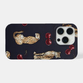 Étui pour téléphone cerise léopard (Verso Horizontal)