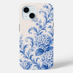 Étui pour téléphone en bleu à motif chinoiserie d'