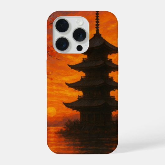 Étui pour téléphone Pagode du coucher de soleil du (Verso)