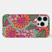 Étui rétro floral pour iPhone 15 Pro Max. (Verso Horizontal)