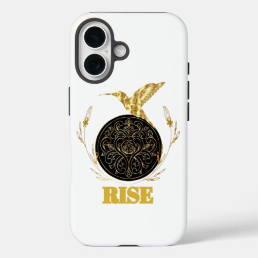 Étui RISE Gold Phoenix Motivational pour iPhone 16 (Verso)