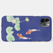Étui robuste bleu pour iPhone avec étang à carpes (Dos (Horizontal))