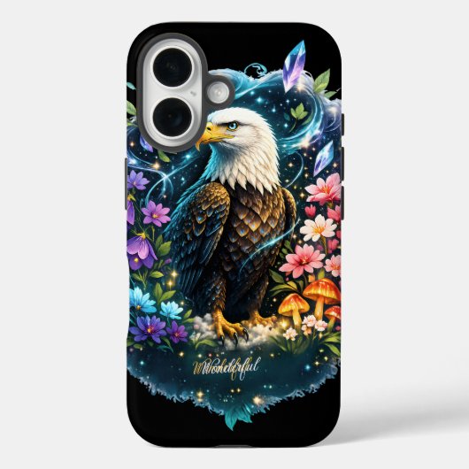 Étui robuste pour iPhone 16 Aigle chauve mystique (Verso)