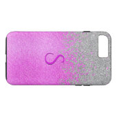 Étui rose et argent pailleté pour iPhone 7 Plus (Dos (Horizontal))