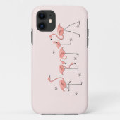 Étui rose pour iPhone 11 Flamants (Dos)