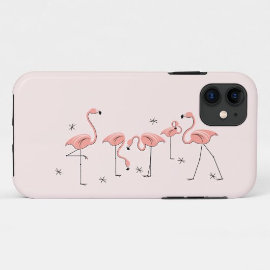 Étui rose pour iPhone 11 Flamants (Dos (Horizontal))