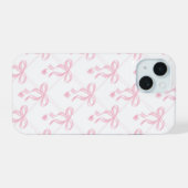 Étui rose thé clair avec noeuds pour iPhone 15 (Verso Horizontal)