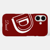 Étui rouge et blanc iphone - nom personnalisé (Verso (horizontal))