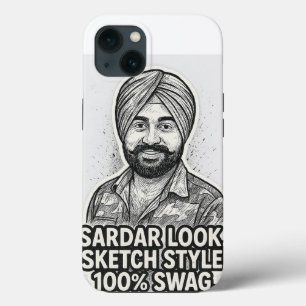 Étui Sardar Sketch Swag pour iPhone 13 – Noir & Bl