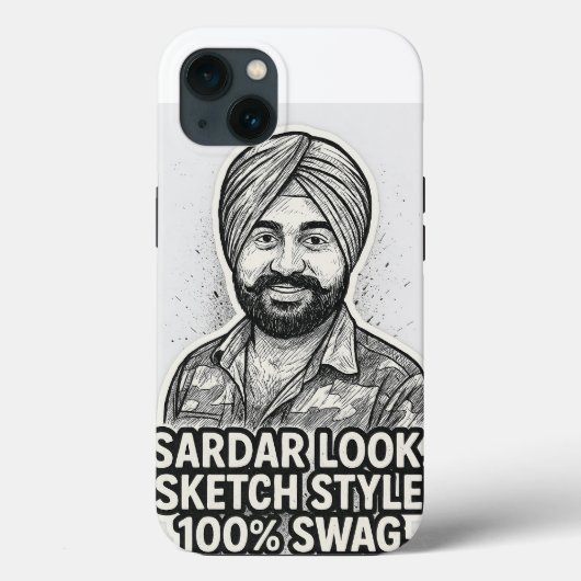 Étui Sardar Sketch Swag pour iPhone 13 – Noir & Bl (Verso)