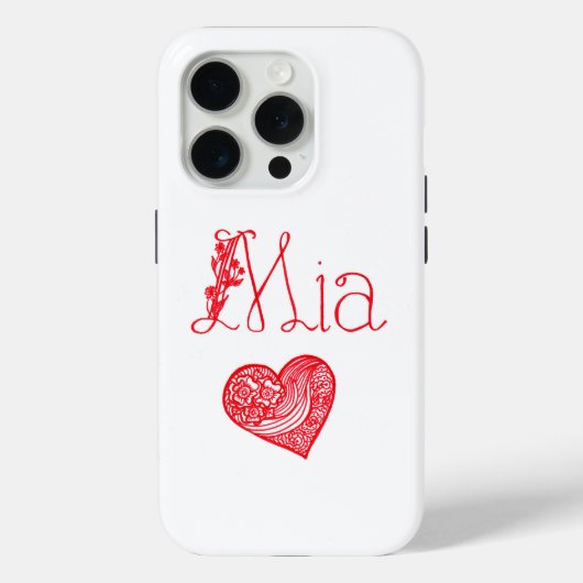 Étui téléphonique avec coeur et nom de Mia (Verso)