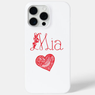 Étui téléphonique avec coeur et nom de Mia