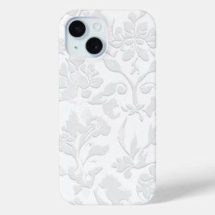 Étui téléphonique classique blanc baroque floral e