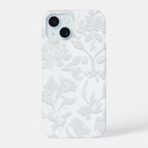 Étui téléphonique classique blanc baroque floral e