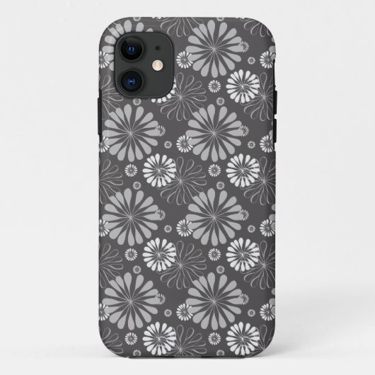étui téléphonique floral gris (Dos)