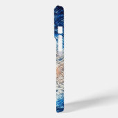 Étui vague mosaïque 3D bleue de luxe fluide bleu e (Verso / Gauche)