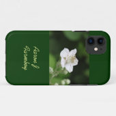 Étui vert pour iPhone 5 avec fleur de framboisier (Dos (Horizontal))
