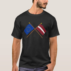 EU en Letland gekruiste vlaggen T-shirt