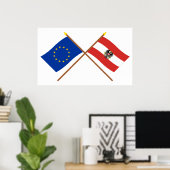 EU en Oostenrijk kruidige vlaggen Poster (Thuiskantoor)