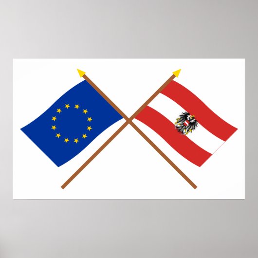EU en Oostenrijk kruidige vlaggen Poster (Voorkant)