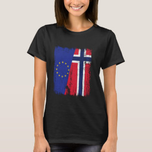 EU Noorwegen Half Vlag Europese Unie Noorse Afkoms T-shirt