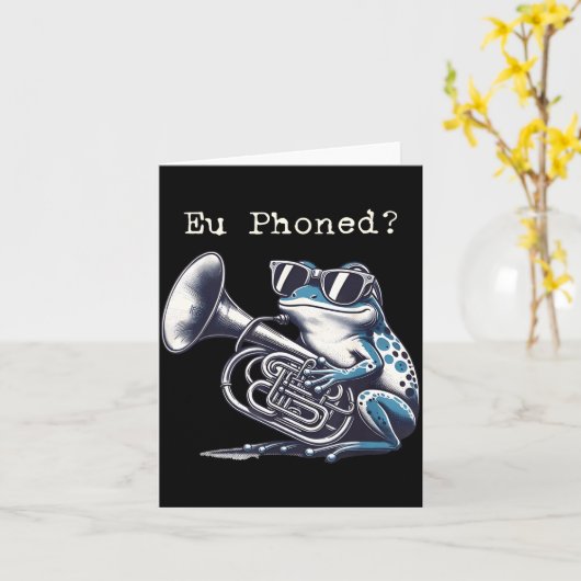 Eu Phoned Funny Euphonium Frog Music Band Pun Kaart (Gele Bloem)