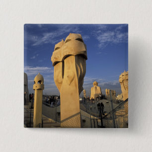 EU, Spanje, Catalonië, Barcelona. Antonio Gaudi's Vierkante Button 5,1 Cm
