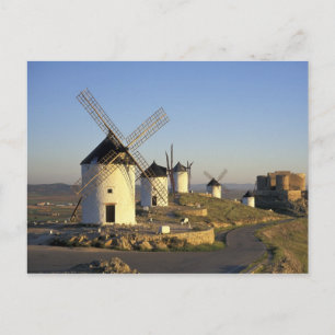 EU, Spanje, La Mancha, Consuegra. Windmolens en Briefkaart