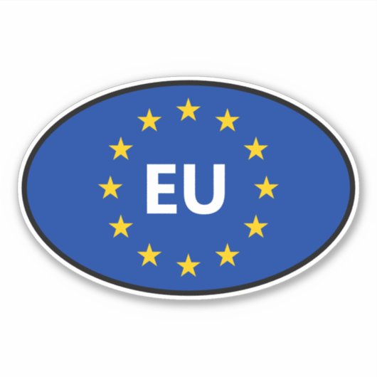 EU vlag Europese Unie landencode ovale vinyl auto Sticker (Voorkant)
