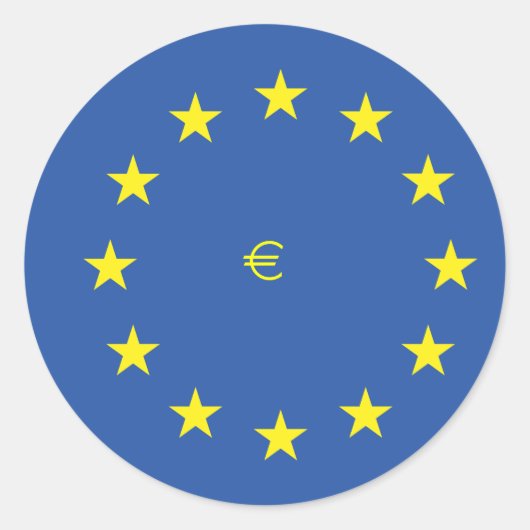 EU-vlag.met EURO-symbool Ronde Sticker (Voorkant)
