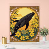 Eubalaena glacialis en gele jasmijnbloemen acryl bord (Huwelijk)
