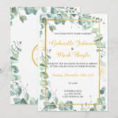 Eucaliptus Wedding Invite - Waterverf tekening Kaart (Voorkant / Achterkant)