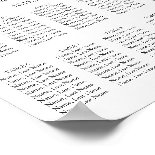 Eucalyptus 10 Tafels zitplaatskaart poster bord (Hoek)