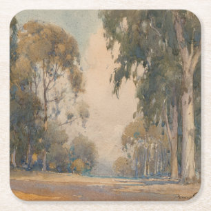 Eucalyptus (1922) – Delicate aquarel botanische af Vierkante Kartonnen Onderzetter