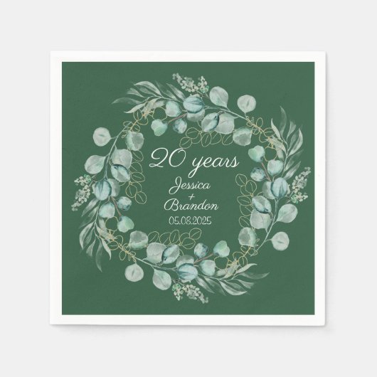 Eucalyptus 20e Emerald bruiloft Jubileum Servet (Voorkant)