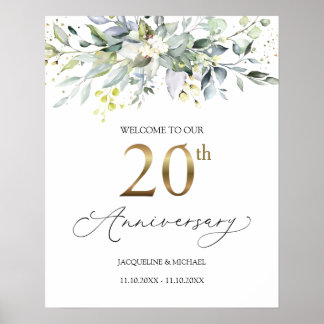 Eucalyptus 20th Wedding Jubileum Welkomstteken Poster