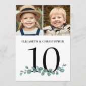 Eucalyptus 2 Tabelnummer foto bruiloft Kaart (Voorkant)