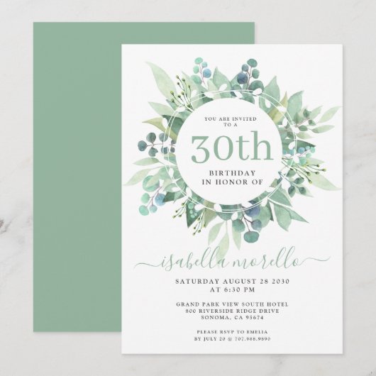 Eucalyptus 30e anniversaire Invitation (Devant / Derrière)