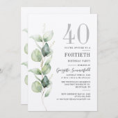 Eucalyptus 40e anniversaire de fête Invitation (Devant / Derrière)