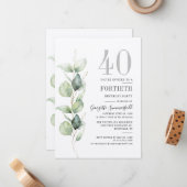 Eucalyptus 40e anniversaire de fête Invitation (Devant/Arrière en situation)