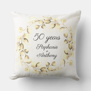 Eucalyptus 50ste gouden huwelijksjubileum kussen