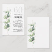 Eucalyptus 60e verjaardagsuitnodiging notitiekaartje (Voorkant / Achterkant)