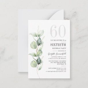 Eucalyptus 60e verjaardagsuitnodiging notitiekaartje