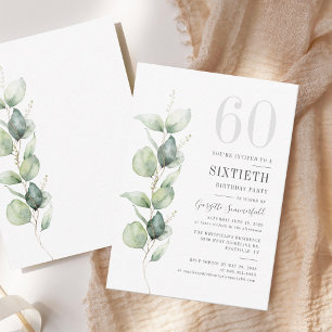 Eucalyptus 60th Birthday Greenery Invitation Notitiekaartje