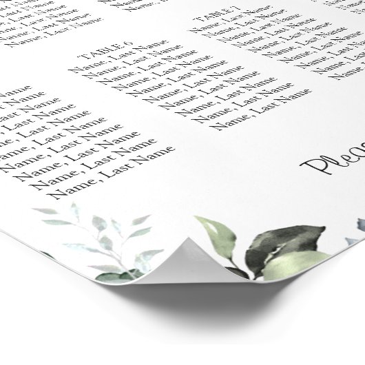 Eucalyptus 8 Tables Sièges Graphique Poster (Coin)