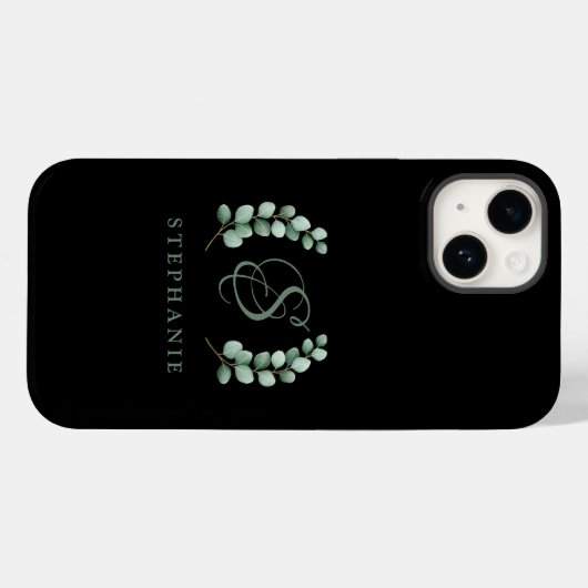 Eucalyptus - Aangepaste monogram bijtende eucalypt Case-Mate iPhone Case (Achterkant (horizontaal))