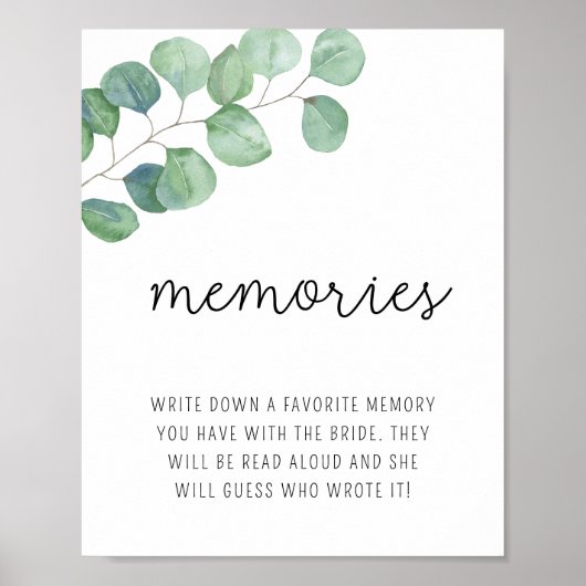 Eucalyptus - Affiche de souvenirs avec la mariée (Devant)