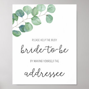 Eucalyptus - Affiche pour aider la mariée occupée