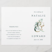 Eucalyptus Ampersand Gold Green Wedding Programme