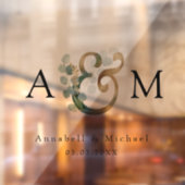 Eucalyptus, Ampersand, Monogram, Bruiloft Raamsticker (Vel 2)